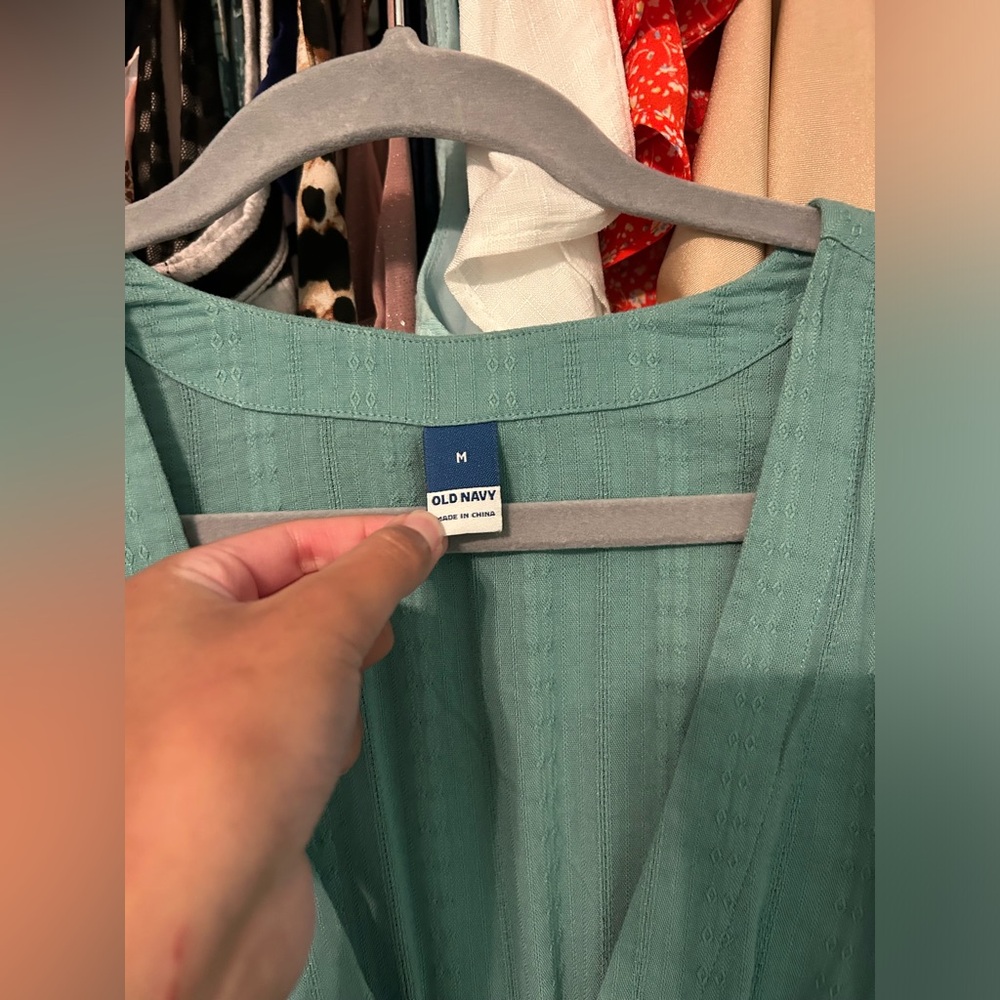 Old Navy Teal Green Long Sleeve Dress - Picture 2 of 11